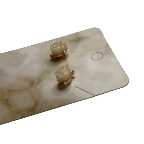 Set of two earrings gold and gold crystal earrings - Picture 3 of 4